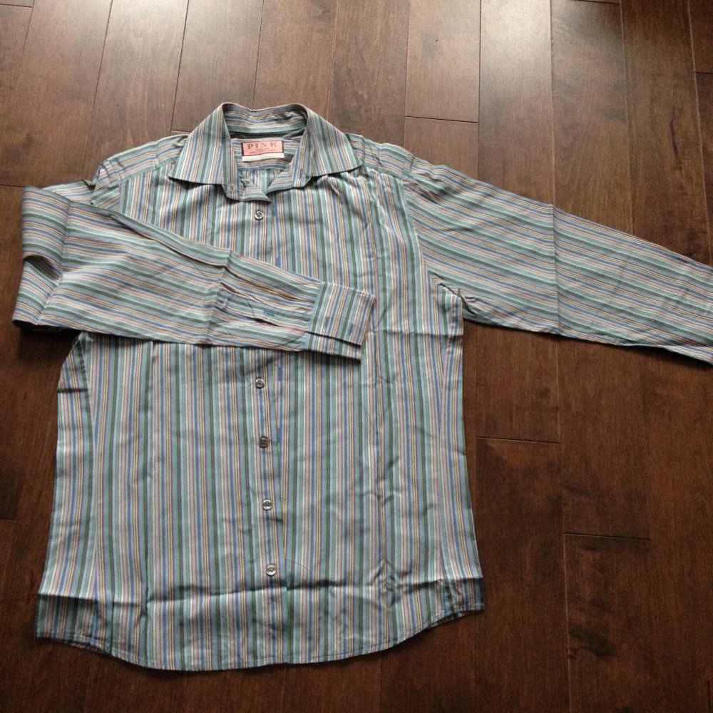 Thomas Pink Rainbow Stripe Men's Dress Shirt